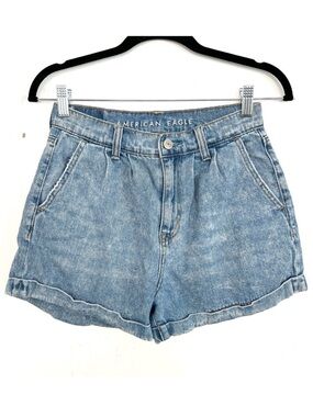 American Eagle Mom Short Jean Shorts‎ Size 0 Stone Wash Cuffed
